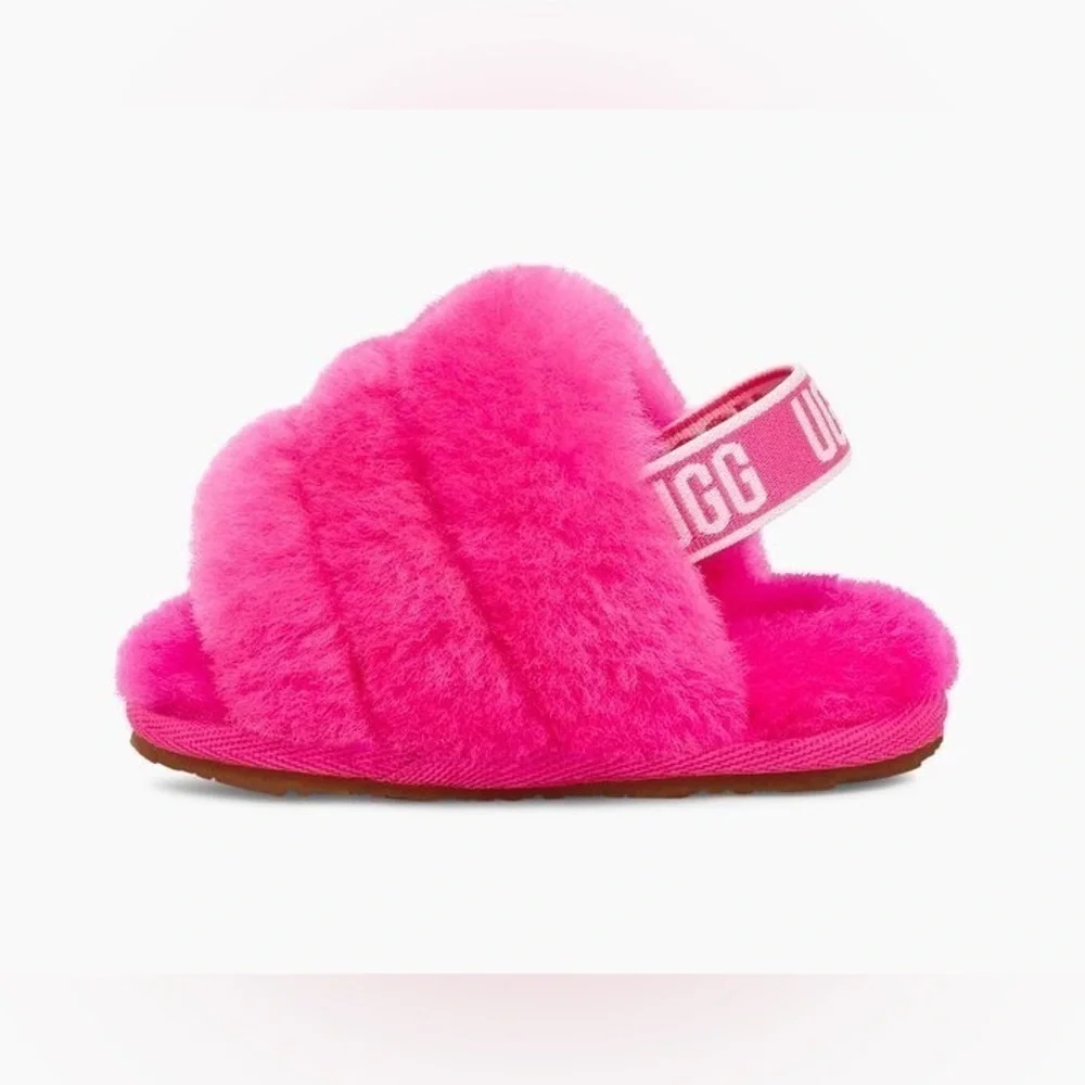 UGG Infant Fluff Yeah Furry Fuzzy Sandals 0/1 XS 0-6 months Pink $55 Baby Sized
